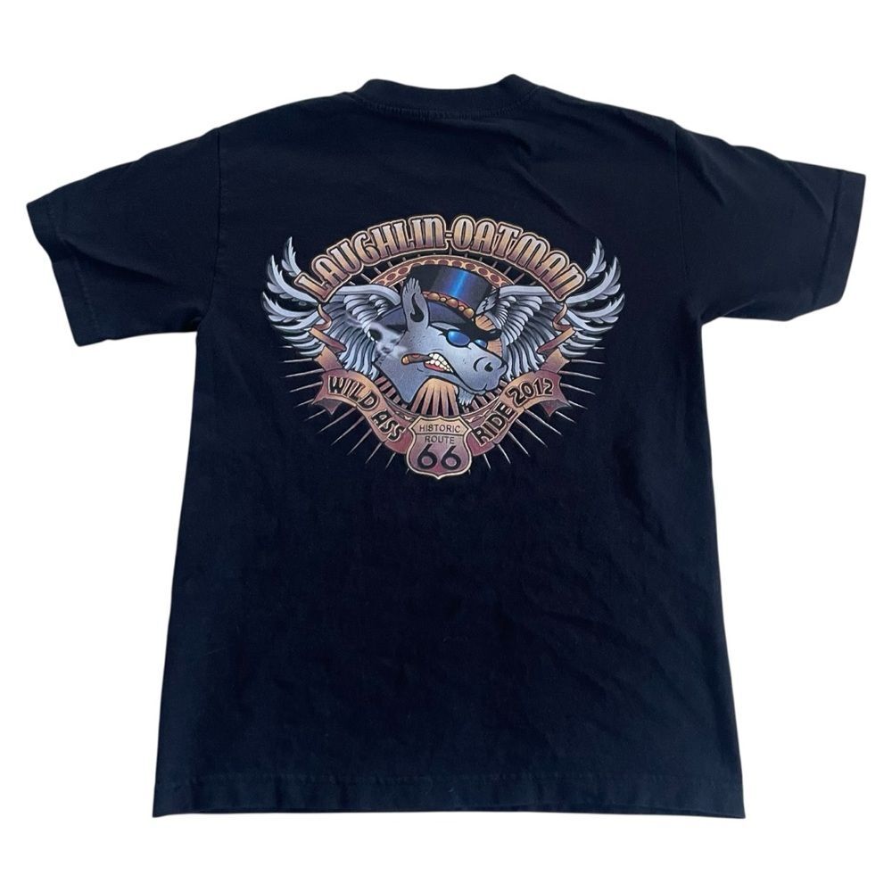 Laughlin-Oatman Motorcycle Historic Route 66 Black Graphic T-Shirt
